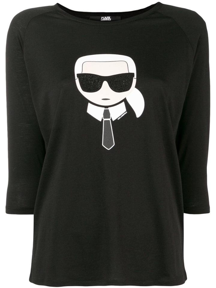 Karl Lagerfeld Karl Ikonik 3/4 Sleeves T-shirt - Black