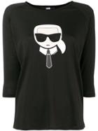 Karl Lagerfeld Karl Ikonik 3/4 Sleeves T-shirt - Black