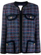 Sandro Paris Fitted Tweed Blazer - Blue