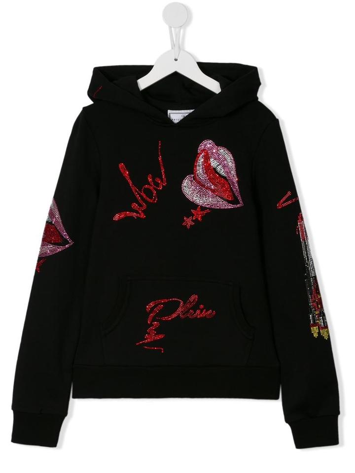 Philipp Plein Kids Sweet Nothing Hoodie, Girl's, Size: 14 Yrs, Black