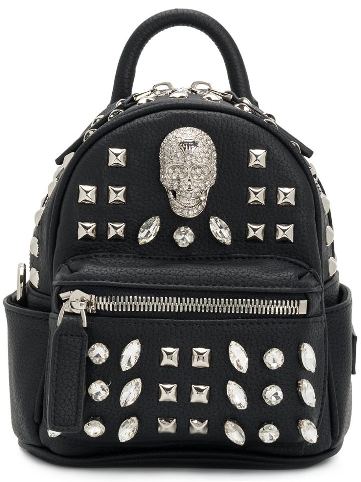 Philipp Plein Shiny Skull Mini Backpack - Black