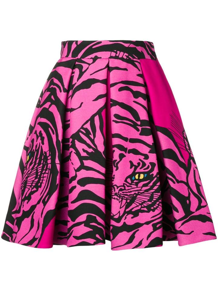 Valentino Tiger Print Flared Mini Skirt - Pink & Purple