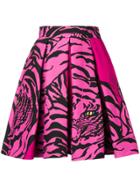 Valentino Tiger Print Flared Mini Skirt - Pink & Purple