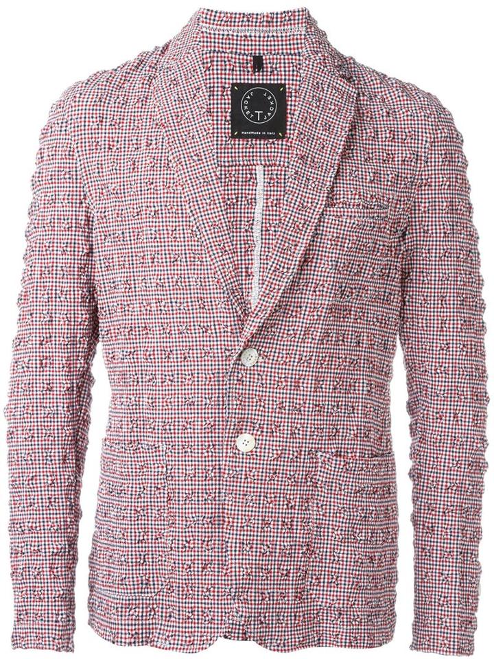 Tonello Checked Blazer, Men's, Size: Xl, Blue, Viscose/cotton/spandex/elastane