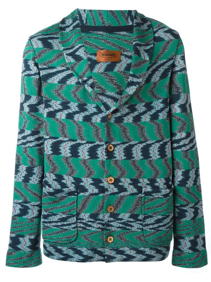 Missoni Buttoned Knit Jacket, Men's, Size: Xl, Green, Cotton