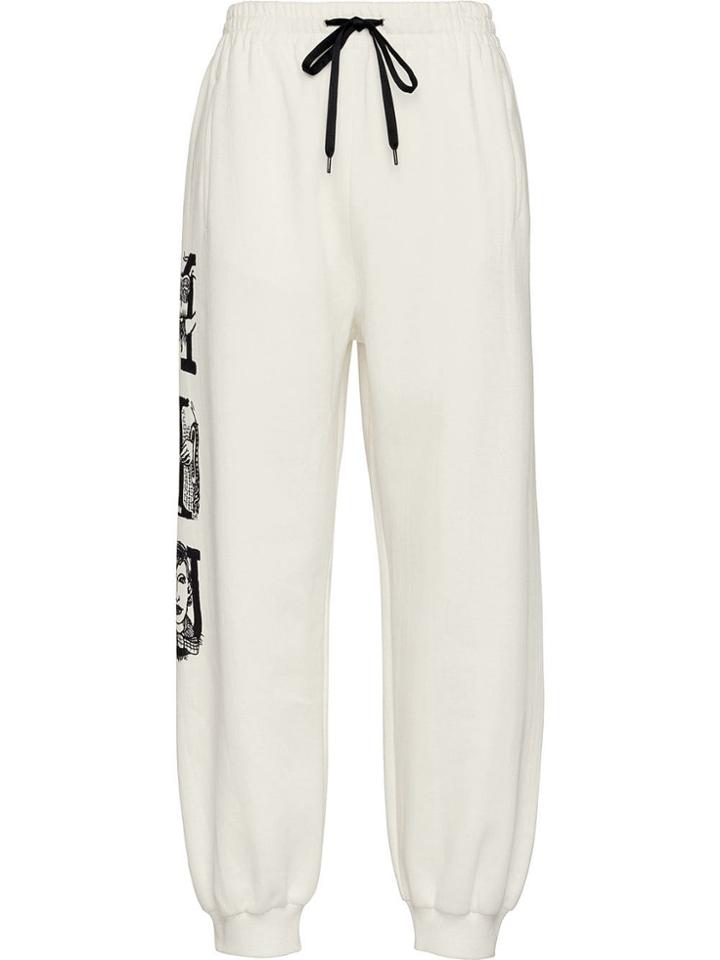Miu Miu Printed Cotton Trousers - White