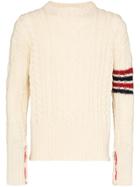 Thom Browne 4bar Aran Cable Sweater - White