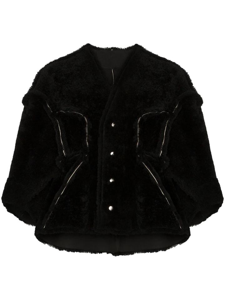 Rick Owens Cropped Shearling Jacket - Black