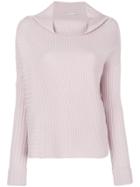 Agnona Cowl Neck Sweater - Pink & Purple