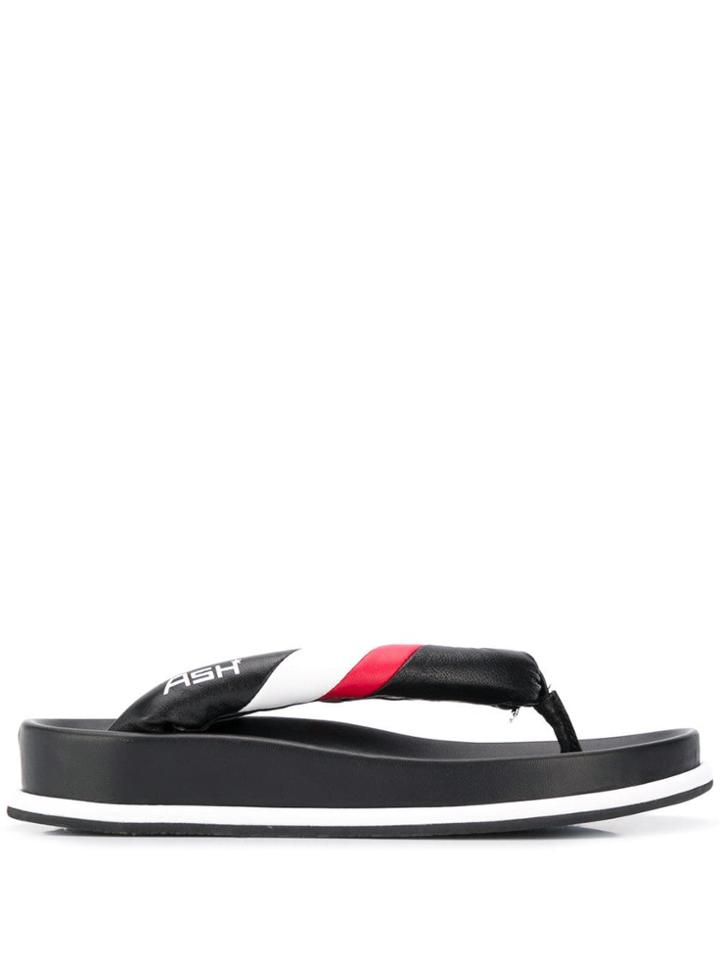 Ash Striped Flip Flops - Black
