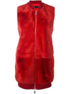 Drome Long Zipped Vest, Women's, Size: Small, Red, Leather/polyamide/spandex/elastane/lamb Fur