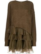 Patrizia Pepe Combined Ruffled Dress - Brown
