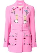 Vivetta Embellished Belted Jacket, Women's, Size: 46, Pink/purple, Polyamide/spandex/elastane/viscose/virgin Wool
