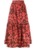 Ulla Johnson Ruffled Midi Skirt - Pink