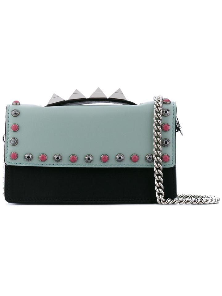 Salar - Studded Chain Clutch - Women - Leather/acrylic - One Size, Black, Leather/acrylic