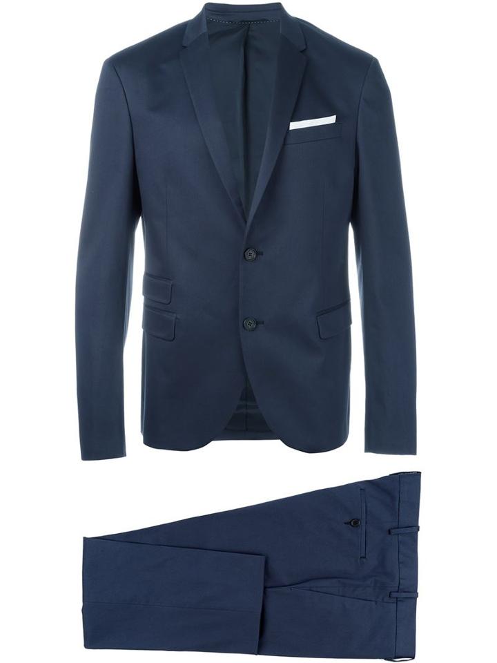Neil Barrett Two Piece Suit, Men's, Size: 52, Blue, Cotton/polyester/spandex/elastane/viscose