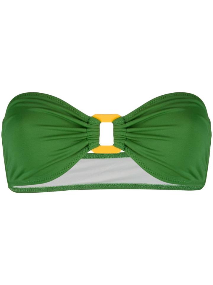 Solid & Striped Bandeau Bikini Top - Green