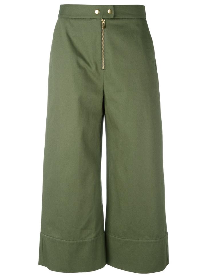 T By Alexander Wang Cropped Trousers, Women's, Size: 4, Green, Cotton/polyester