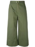 T By Alexander Wang Cropped Trousers, Women's, Size: 4, Green, Cotton/polyester