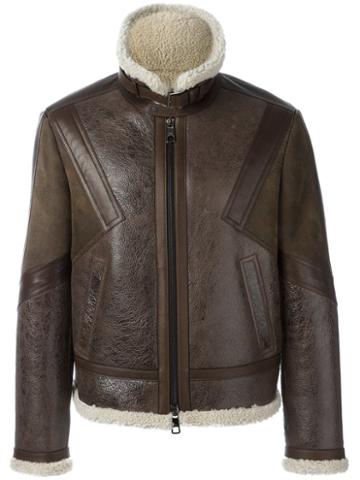 Neil Barrett Shearling Jacket, Men's, Size: Large, Brown, Lamb Skin/lamb Fur