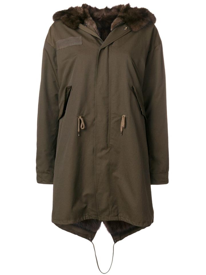 Liska Fur Trim Parka Coat - Green