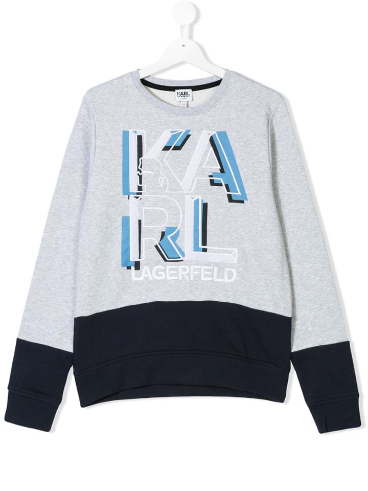 Karl Lagerfeld Kids Logo Embroidered Sweatshirt - Grey