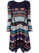 Pleats Please By Issey Miyake Asymmetric Printed Dress, Women's, Size: 3, Polyester