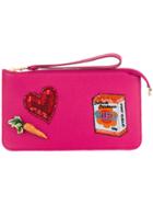 Dolce & Gabbana Embroidered Patch Clutch - Pink & Purple