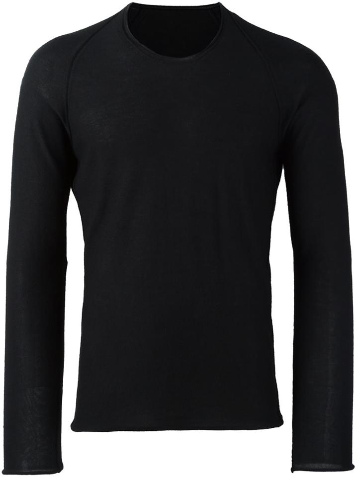 Label Under Construction Crew Neck Jumper, Men's, Size: Medium, Black, Silk/wool