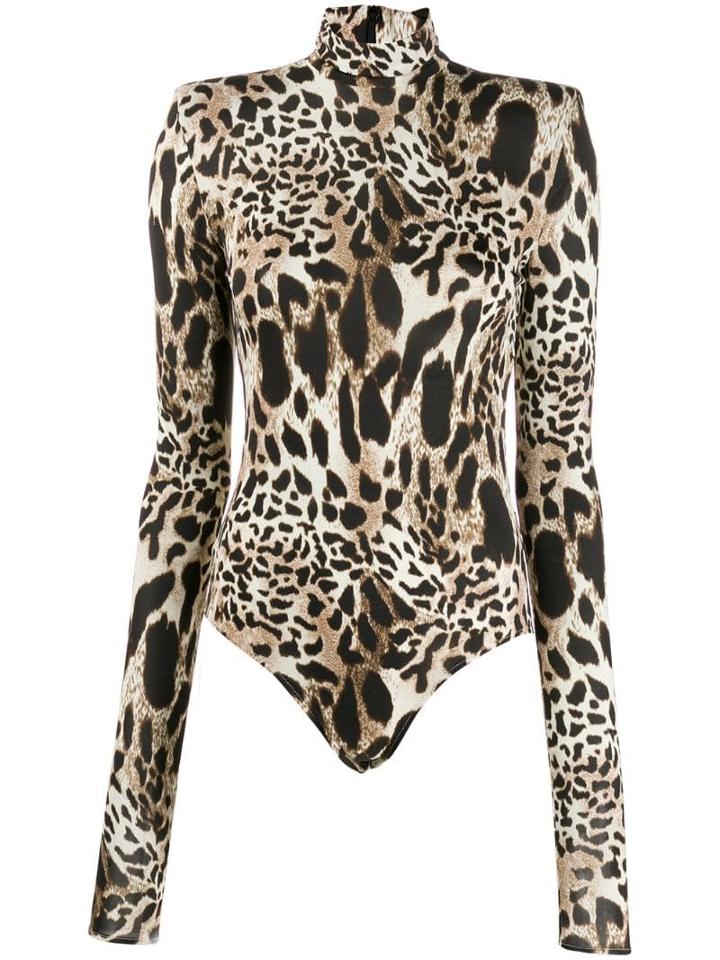 Alexandre Vauthier Roll-neck Animal Print Bodysuit - Neutrals