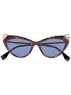 Fendi Eyewear Brown Iridia Logo-acetate Cat Eye Sunglasses