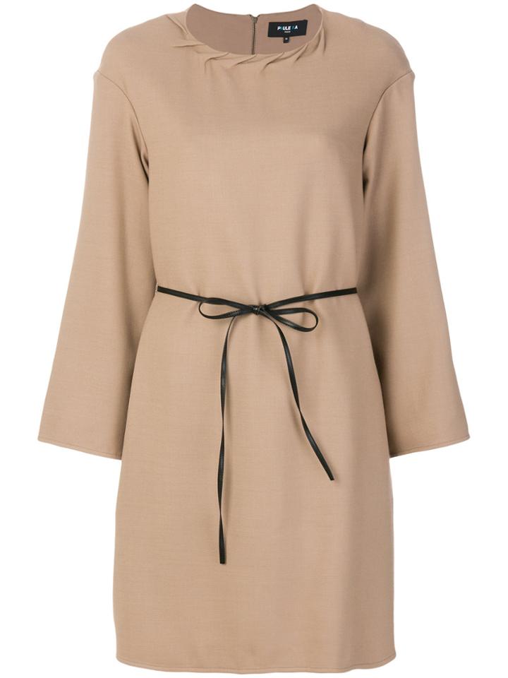 Paule Ka Neck Detail Dress - Nude & Neutrals