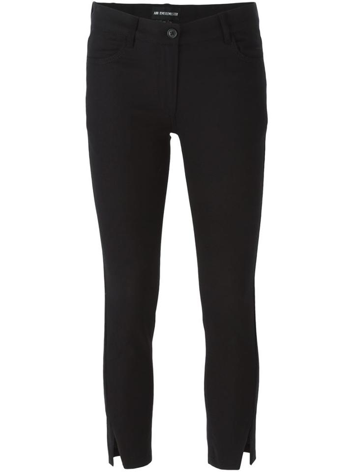 Ann Demeulemeester Cropped Slim Fit Trousers, Women's, Size: 42, Black, Nylon/polyester/spandex/elastane/virgin Wool