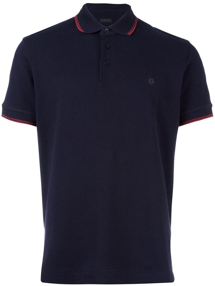 Z Zegna Short Sleeve Polo Shirt, Men's, Size: Small, Blue, Cotton