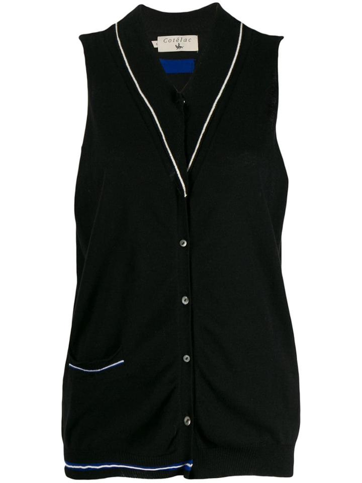 Cotélac Sleeveless Fitted Cardigan - Black