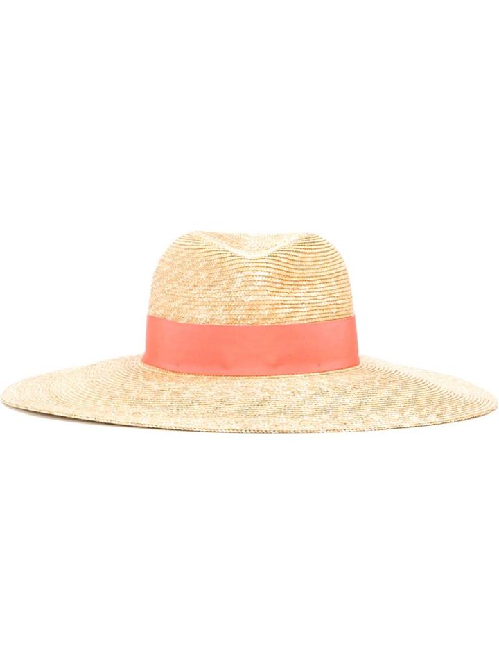 Lanvin Wide Brim Hat, Women's, Size: 60, Pink/purple, Straw/viscose/cotton/viscose