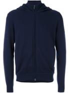 Z Zegna Zipped Hoodie, Men's, Size: Large, Blue, Polyamide/cashmere