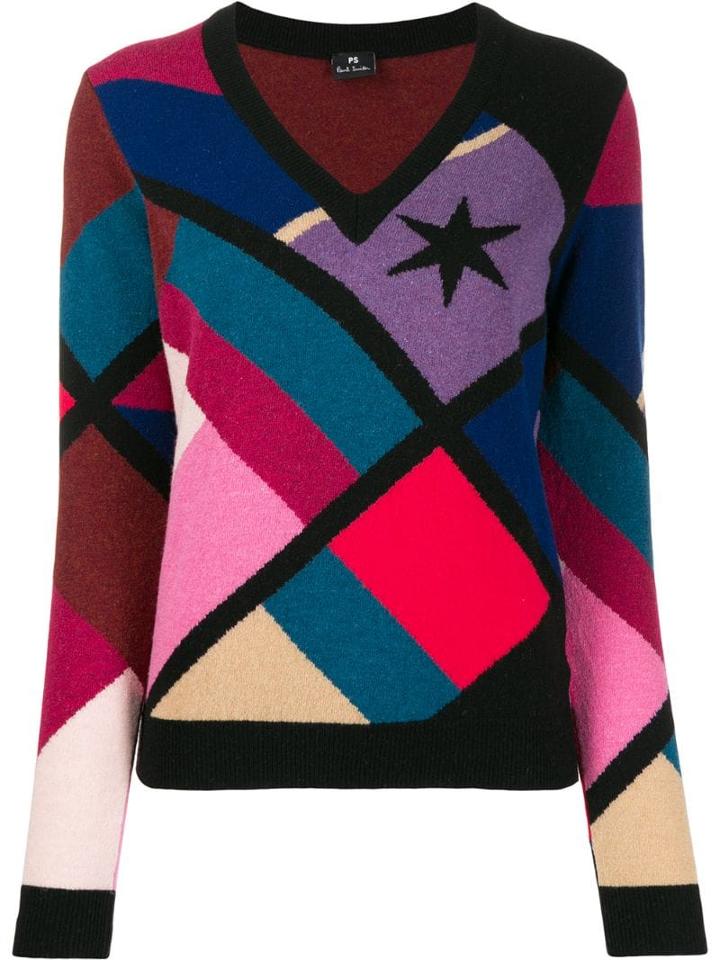 Ps Paul Smith V-neck Geometric Sweatshirt - Black