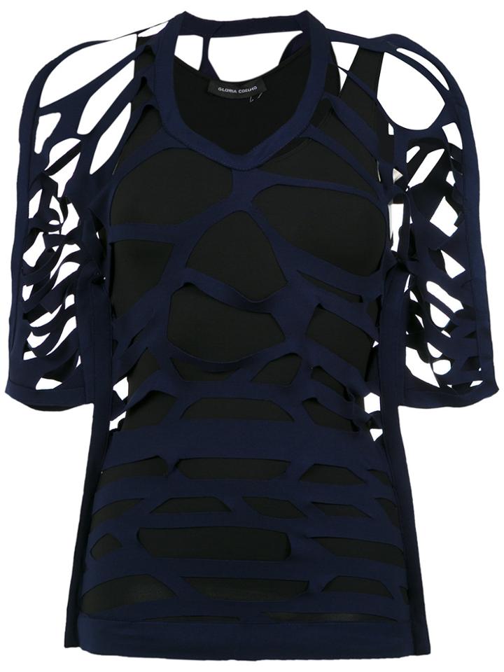 Gloria Coelho Geometric Panels Blouse - Blue