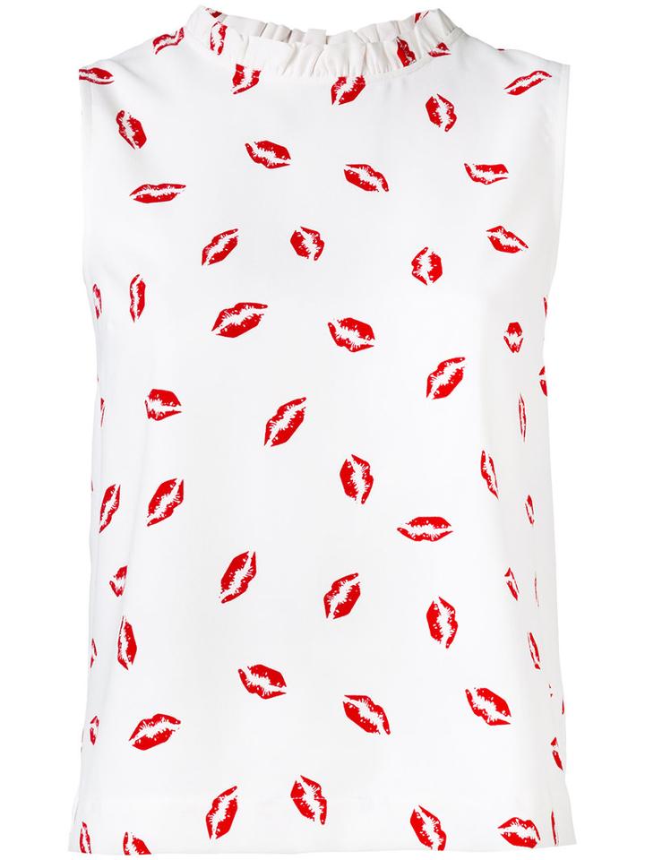 Essentiel Antwerp - Lip Print Tank Top - Women - Polyester - 40, White, Polyester