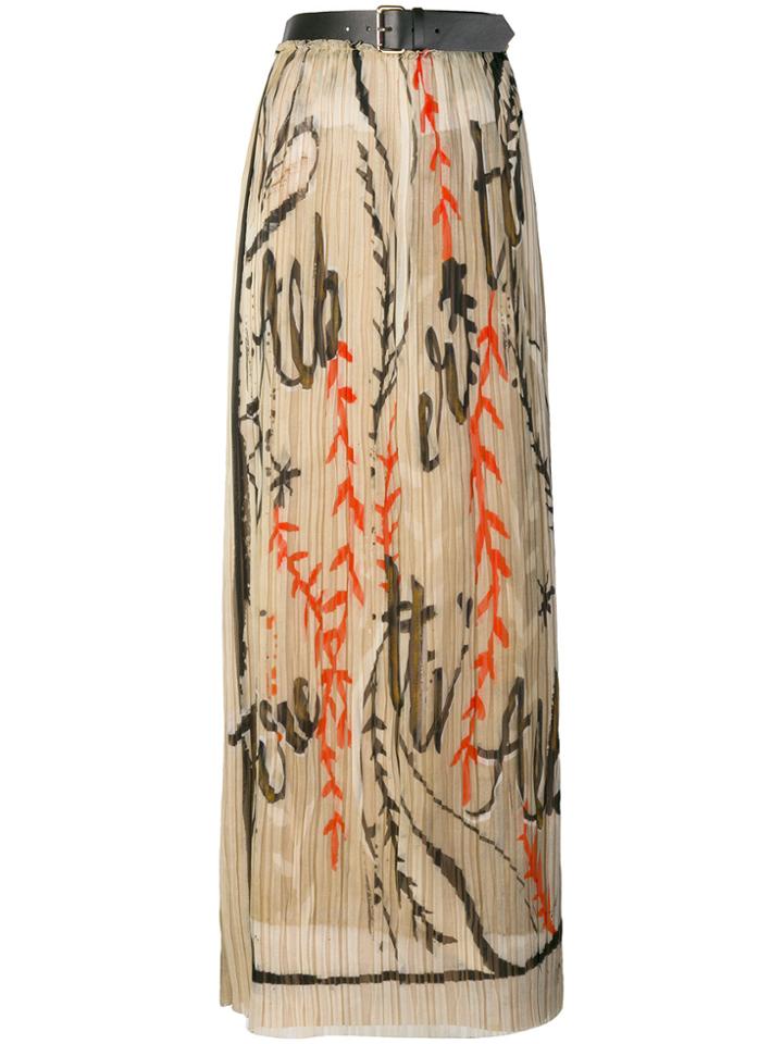 Alberta Ferretti Pleated Maxi Skirt - Multicolour