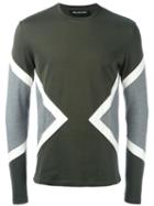 Neil Barrett Geometric Panelled T-shirt, Men's, Size: Xs, Green, Cotton/polyester
