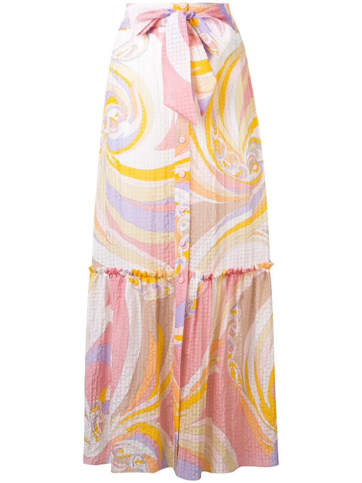 Emilio Pucci Tie Waist Long Skirt - Pink & Purple