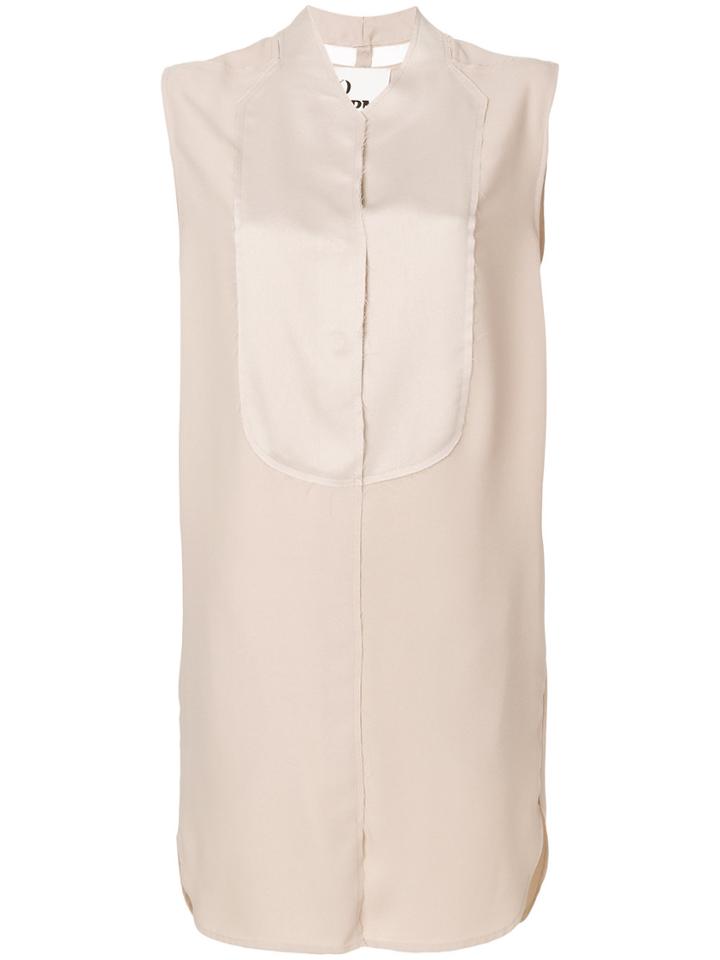 8pm Collarless Shirt Dress - Nude & Neutrals