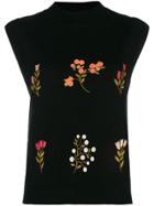 Red Valentino Floral Knitted Top - Black