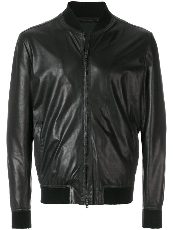 Salvatore Santoro Leather Bomber Jacket - Black