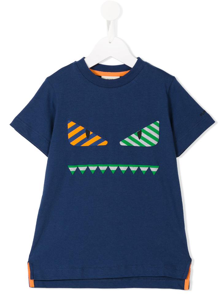 Fendi Kids Bag Bugs T-shirt, Girl's, Size: 12 Yrs, Blue