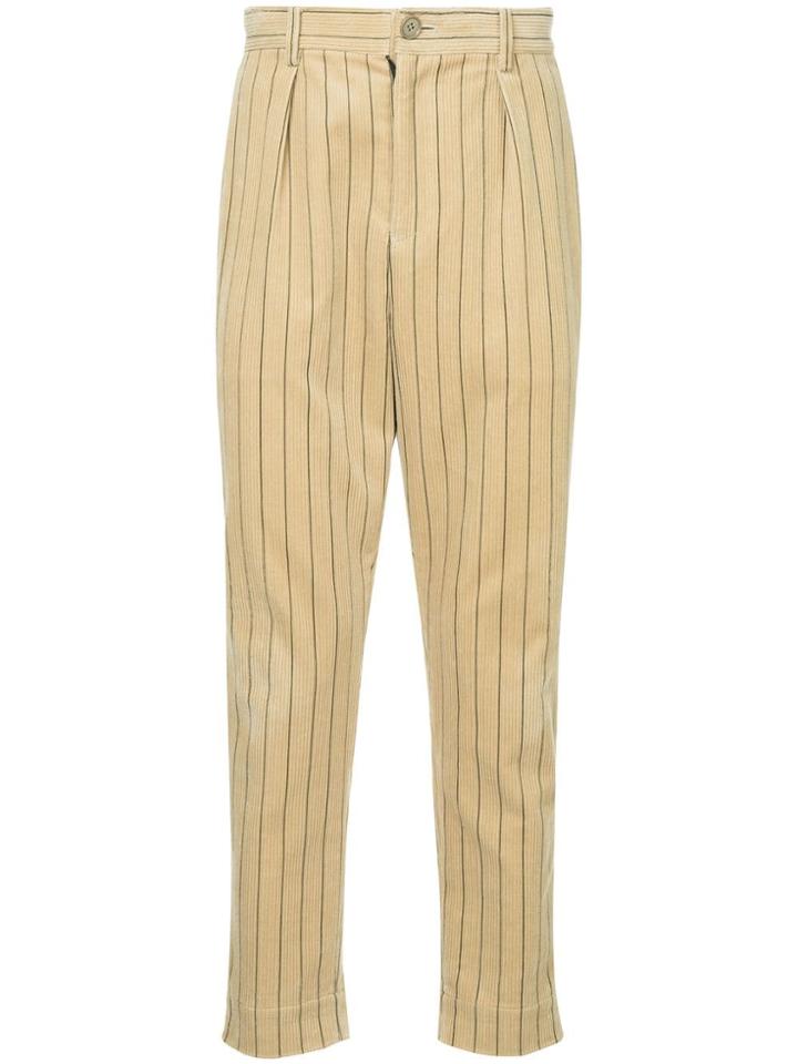 Yoshiokubo Corduroy Striped Trousers - Nude & Neutrals