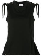 Red Valentino Lace Shoulder Tank Top - Black