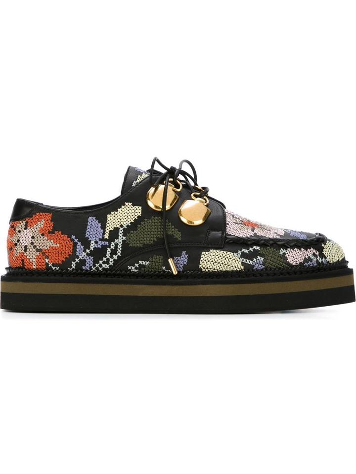 Alexander Mcqueen Floral Embroidered Lace-up Shoes
